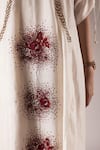 PRAMA BY PRATIMA PANDEY_Ivory Silk Chanderi Embroidery Sequin Rosette V Kurta With Inner Dress _Online_at_Aza_Fashions