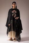 Buy_PRAMA BY PRATIMA PANDEY_Black Chanderi Embroidered Dori Round Kaftan With Inner  _at_Aza_Fashions