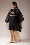 Buy_PRAMA BY PRATIMA PANDEY_Black Silk Chanderi Embroidered Dori Boat Tunic And Pant Set  _Online_at_Aza_Fashions