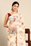 SAYISHA_White Chiffon Printed Floral Saree With Running Blouse  _Online_at_Aza_Fashions