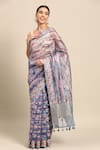 Buy_SAYISHA_Purple Cotton Woven Printed And Embroidered Saree With Running Blouse  _at_Aza_Fashions