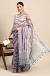 Buy_SAYISHA_Purple Cotton Woven Printed And Embroidered Saree With Running Blouse  _Online_at_Aza_Fashions