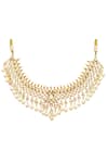 MAISARA JEWELRY_Gold Plated Kundan Pearl Embellished Necklace Set_Online_at_Aza_Fashions