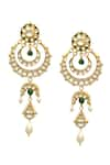 Buy_MAISARA JEWELRY_Green Kundan And Pearls Embellished Layered Chandbalis _at_Aza_Fashions