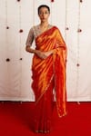 Buy_Mimamsaa_Red Tissue Silk Saree And Brocade Silk Blouse Chandni With  _at_Aza_Fashions