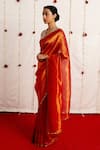 Mimamsaa_Red Tissue Silk Saree And Brocade Silk Blouse Chandni With  _Online_at_Aza_Fashions