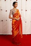 Buy_Mimamsaa_Red Tissue Silk Saree And Brocade Silk Blouse Chandni With  _Online_at_Aza_Fashions
