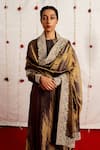 Buy_Mimamsaa_Brown Tissue Silk Embroidery Floral Firdaus Dupatta  _at_Aza_Fashions