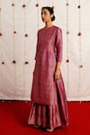 Buy Mimamsaa Purple Brocade Silk Kurta And Sharara And Organza Silk Maan Set Buy_Mimamsaa_Purple Brocade Silk Kurta And Sharara And Organza Silk Maan Set
