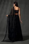 Shop_Priyanka Jain_Black Georgette Embroidered Sequins Bead Blouse Tiered Lehenga Set _at_Aza_Fashions