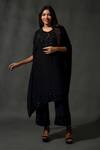 Priyanka Jain_Black Sheesha Silk Embroidered Sequins Round Floral Vine Kaftan With Pant _Online_at_Aza_Fashions