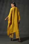 Shop_Priyanka Jain_Yellow Sheesha Silk Embroidered Sequins Blossom Kaftan With Palazzo _at_Aza_Fashions