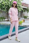 Buy_Gulaal_Pink Cotton Notch Collar Blazer And Pant Set _Online_at_Aza_Fashions