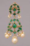 Buy_MAISARA JEWELRY_Green Stone And Pearl Embellished Floral Cut Work Jadau Necklace Set_Online_at_Aza_Fashions
