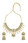 Buy_MAISARA JEWELRY_Green Stone Cut Work Jadau Necklace Set _at_Aza_Fashions