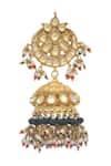 Shop_MAISARA JEWELRY_Gold Plated Stone Crescent Cut Work Jadau Necklace Set_Online_at_Aza_Fashions