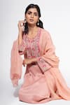Buy Nemaani Pink Modal, Chiffon Embroidery, Mirrors Round Neck And Thread Kurta Pant Set Online at Aza Fashions Buy_Nemaani_Pink Modal, Chiffon Embroidery, Mirrors Round Neck And Thread Kurta Pant Set _Online_at_Aza_Fashions