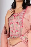 Shop Nemaani Pink Modal, Chiffon Embroidery, Mirrors Round Neck And Thread Kurta Pant Set Online at Aza Fashions Shop_Nemaani_Pink Modal, Chiffon Embroidery, Mirrors Round Neck And Thread Kurta Pant Set _Online_at_Aza_Fashions