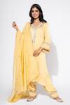 Buy Nemaani Yellow Modal Embroidery, Mirrors V-neck Floral Kurta Salwar Set at Aza Fashions Buy_Nemaani_Yellow Modal Embroidery, Mirrors V-neck Floral Kurta Salwar Set _at_Aza_Fashions