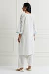 Shop_Nemaani_Off White Cotton Embroidered Thread Round Tonal Kurta And Salwar Set _at_Aza_Fashions