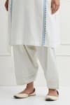 Nemaani_Off White Cotton Embroidered Thread Round Tonal Kurta And Salwar Set _at_Aza_Fashions