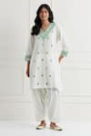 Buy Nemaani Off White Cotton Embroidery, Lace V-neck Thread Kurta And Pant Set at Aza Fashions Buy_Nemaani_Off White Cotton Embroidery, Lace V-neck Thread Kurta And Pant Set _at_Aza_Fashions