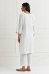 Shop Nemaani Off White Cotton Embroidery V-neck Tonal Thread Kurta And Pant Set at Aza Fashions Shop_Nemaani_Off White Cotton Embroidery V-neck Tonal Thread Kurta And Pant Set _at_Aza_Fashions