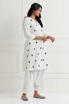 Nemaani_Off White Cotton Lace V-neck Floral Embroidered Kurta And Pant Set _Online_at_Aza_Fashions