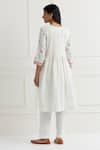Shop Nemaani Off White Cotton Embroidery Collared Tonal Thread Work Kurta Pant Set at Aza Fashions Shop_Nemaani_Off White Cotton Embroidery Collared Tonal Thread Work Kurta Pant Set _at_Aza_Fashions