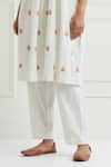 Nemaani Off White Cotton Embroidery Collared Tonal Thread Work Kurta Pant Set at Aza Fashions Nemaani_Off White Cotton Embroidery Collared Tonal Thread Work Kurta Pant Set _at_Aza_Fashions