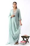Buy_Nemaani_Blue Organza, Modal, Chanderi Silk Embroidery Dori And Thread Kurta Salwar Set _at_Aza_Fashions