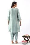 Shop_Nemaani_Blue Chanderi Silk Embroidery Floral Round Neck Flower Kurta Salwar Set _at_Aza_Fashions