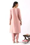 Shop_Nemaani_Pink Organza, Modal, Chanderi Silk Miniature Floral Kurta Dhoti Pant Set _at_Aza_Fashions