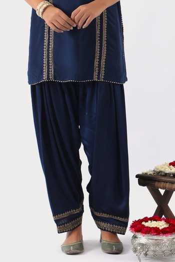 Buy_Nemaani_Blue , Modal, , Cut Work, Clover Bloom Dori Kurta Set _Online_at_Aza_Fashions