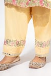 Nemaani_Yellow Moss Satin Embroidery Wild Bloom V Kurta Set _Online_at_Aza_Fashions