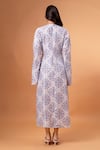 Shop_Therealb_White Cotton, Linen V-neck Floral Mandala Print Dress _at_Aza_Fashions