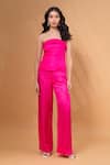 Buy Therealb Pink Satin, Linen Square Neck Top With Pant at Aza Fashions Buy_Therealb_Pink Satin, Linen Square Neck Top With Pant _at_Aza_Fashions