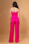 Shop Therealb Pink Satin, Linen Square Neck Top With Pant at Aza Fashions Shop_Therealb_Pink Satin, Linen Square Neck Top With Pant _at_Aza_Fashions