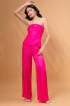 Therealb Pink Satin, Linen Square Neck Top With Pant Online at Aza Fashions Therealb_Pink Satin, Linen Square Neck Top With Pant _Online_at_Aza_Fashions