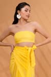 Buy_Therealb_Yellow Satin, Linen Square Neck Cotton Tube Top With Wrap Skirt _Online_at_Aza_Fashions