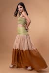 Therealb_Green Cotton Embroidery Square Neck Smocked Top With Color Block Skirt _at_Aza_Fashions