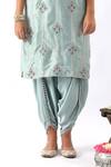 Nemaani_Blue Organza, Modal, Chanderi Silk Flower Blossom Kurta Dhoti Pant Set _at_Aza_Fashions