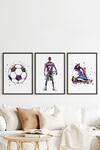Buy_My Kids Wall_Black Engineered Wood Football Player Personalised Framed Wall Art 3 Pcs Set_at_Aza_Fashions