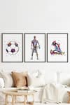 Shop_My Kids Wall_Black Engineered Wood Football Player Personalised Framed Wall Art 3 Pcs Set_at_Aza_Fashions