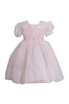 Buy_BABY BARN_Peach Organza With Cotton Lining Embellished Beads Yoke Dress_at_Aza_Fashions