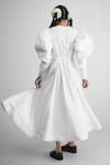 Shop_Quod_White 100% Cotton Plain Round Wolf Wing Equinox Sleeve Dress  _at_Aza_Fashions