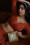 Shop_The Tan Clan_Gold Crystals, Stones Aafreen Mother Of Pearls Embellished Clutch _at_Aza_Fashions