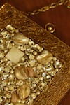 Shop_The Tan Clan_Gold Crystals, Stones Aafreen Mother Of Pearls Embellished Clutch _Online_at_Aza_Fashions