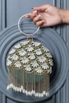 Buy_THE TAN CLAN_Green Seed Beads Irsa Pearl Embroidered Clutch _at_Aza_Fashions