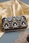 The Tan Clan_Black Stones, Beads, Crystals Kalah Embroidered Clutch _Online_at_Aza_Fashions